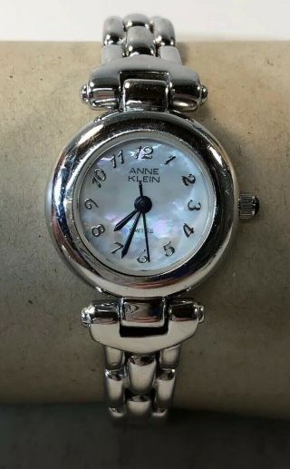 Anne Klein Women’s Wrist Watch Silver Band Mother Of Pearl Face