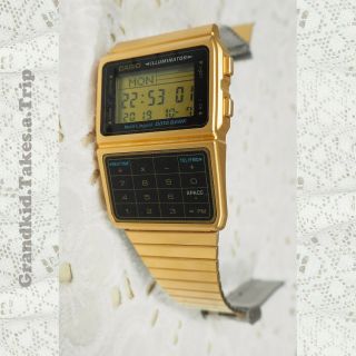 Casio - Dbc - 611g - Gold Steel Digital Watch - Databank Calculation Vintage Alarm