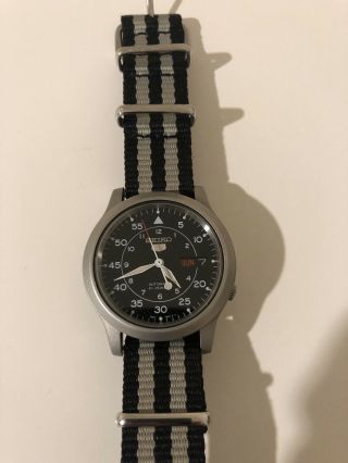 Seiko Stainless Steel Case Black Cloth Band - (snk809k2)
