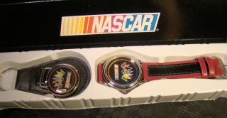 Avon Watch Nascar With Key Ring Silver Black Red