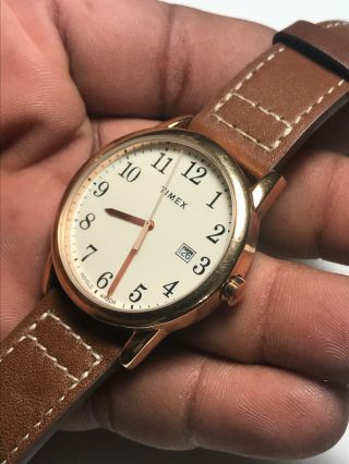 Men ' s Brown Band Timex Indiglo Analog Watch With Date Feature 2