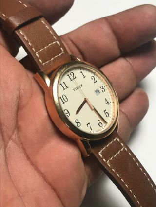 Men ' s Brown Band Timex Indiglo Analog Watch With Date Feature 3