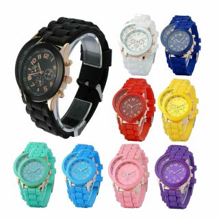 2 - Pack Colorful Men Women Unisex Silicone Jelly Quartz Analog Sports Wrist Watch