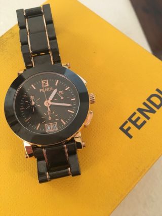 Fendi 38 Mm Ceramic Black And Rose Gold Watch