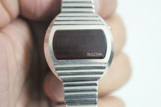 Vintage BULOVA Computron Red Led Women ' s Watch N6 2