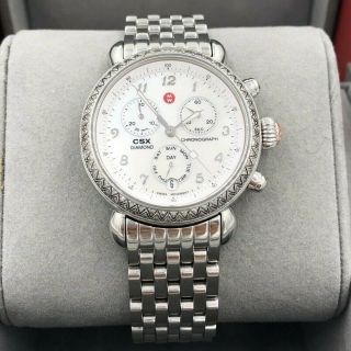 Michele Csx Diamond Chronograph Mother Of Pearl Ladies Quartz Watch Mw03m01a1025