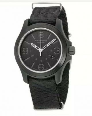 Victorinox Black Men ' s Quartz Military Watch 241517 $325 2