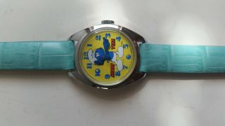 Vintage Silver Color Smurfs Time Lady Or Girl Hand - Wind Watch