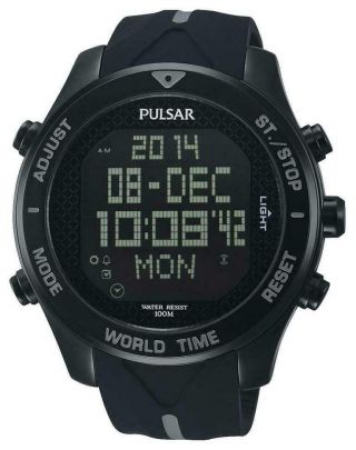 Pulsar Gents World Time Digital Rubber Strap Watch - Pq2041x1 X Pnp