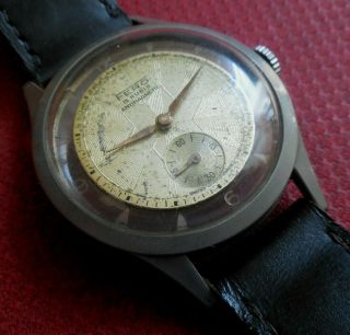 Vintage 1950s Oversized Fero Skeleton 15 Jewels Swiss Watch Running Wristwatch