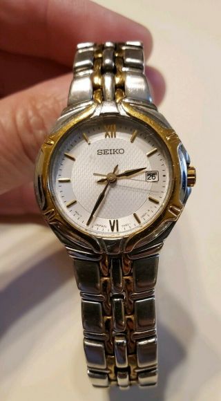 Vintage SEIKO Gold 7N82 - 0AT0 Two - tone WR,  Date Ladies watch 2