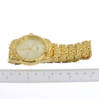 Techno Pave Hip Hop Nugget Pattern 14K Gold Plated Metal Band Watches WM 8364 G 3