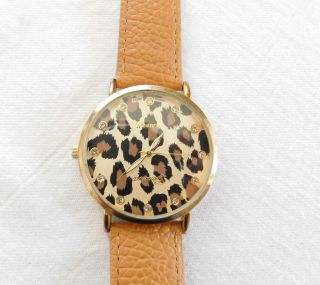 Bedazzled Leopard Print Watch By Geneva With Battery,