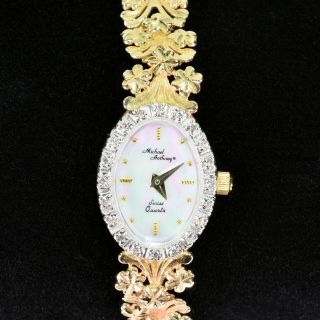 Vintage Michael Anthony 14k Multi - Color Gold & Diamond Ladies Swiss Quartz Watch