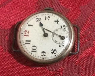 Red 12 Gold Plate Trench Watch Good Size For Spares Needs Tlc