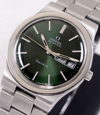 Vintage Omega Geneve Automatic Cal 1022 Day&date Emerald Dial Men 