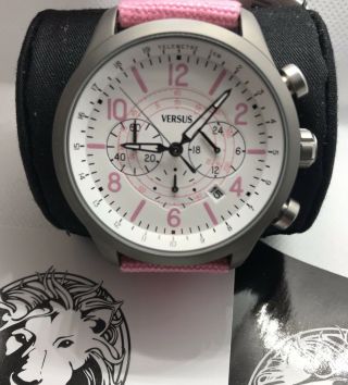 Versace Versus Ladies Watch White Dial Chronograph Pink Strap Sgl06 0013 (v4)