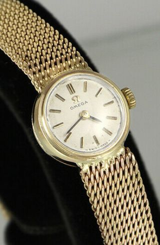 9k Solid Gold Omega Ladies Watch,  9k Solid Gold Bracelet,  Omega Box (085)