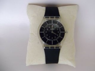 Swatch Ladies - Possibly Unisex Quartz Slimline Black Watch With Silicone Strap