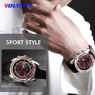 2019 Skmei Mens Sports Watch Leather Waterproof 3 Atm Date Chronograph Watches
