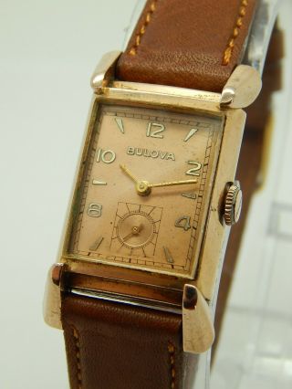 Vintage 1947 Bulova 14k Rose Gold Filled Dress Wrist Watch 21 Jewels Cal.  8ah