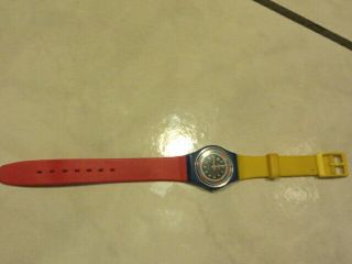 1985 Racer Swatch Watch Red Yellow Blue Ladies 533