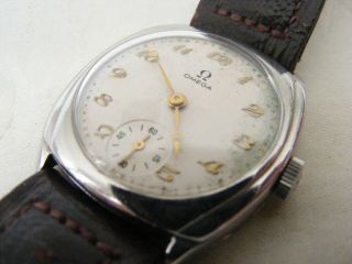 VERY RARE OMEGA CUSHION WATCH WITH T1 MOVEMENT c1940s 15 JEWELS PERFECTLY 2
