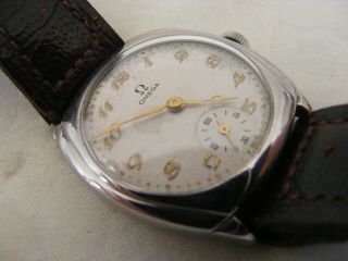 VERY RARE OMEGA CUSHION WATCH WITH T1 MOVEMENT c1940s 15 JEWELS PERFECTLY 3