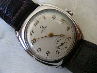 VERY RARE OMEGA CUSHION WATCH WITH T1 MOVEMENT c1940s 15 JEWELS PERFECTLY 5