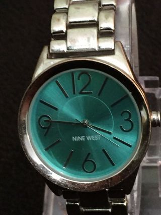 Nine West Ladies Watch,  35mm Case,  Blue Face Silver Dail Stainless Steel Band