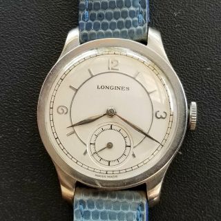 Longines Cal.  12.  68z Swiss 1937 Year Stainless Steel Wrist Watch Vintage