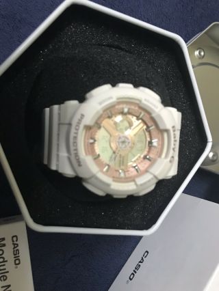 Casio G - Shock Baby - G Ba110 - 7a1cr White Rose Analog Digital Watch