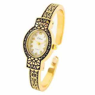 Gold Metal Western Style Decorated Oval Face Women 