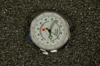 Russian mechanical watch Raketa Pilot Red Star,  24 hour,  white dial,  39 mm. 3
