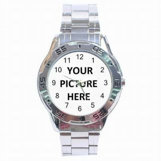 Stainless Steel Mens Analogue Watch Custom Personalized Your Picture Photo