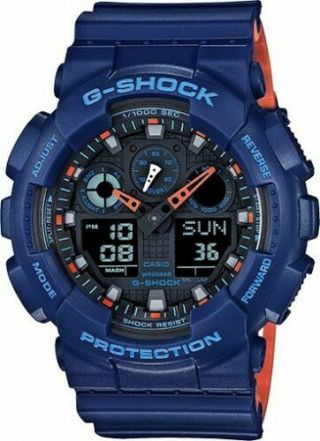 Casio G - Shock Ga100l - 2a Ana - Digi Blue/orange Men’s Watch