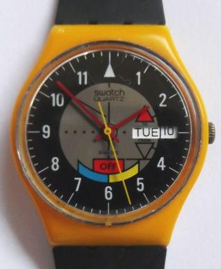 Swatch Watch - 1985 - Yamaha Racer - Gj700 - Polished Crystal - Battery - Band