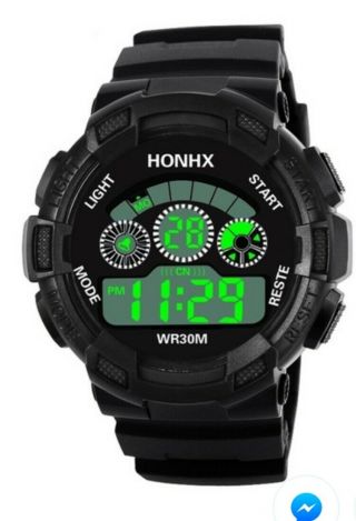 Honhx Electronic Men Watch Led Digital Date Week Alarm Waterproof Army Watch