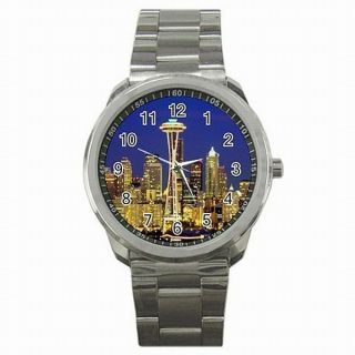 Space Needle Tower Seattle Wa Souvenir Picture Stainless Steel Watch