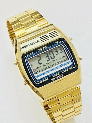 Vintage Ambassador Melody Men’s Lcd Alarm Chronograph Digital Wrist Watch (19000m