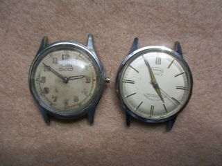 Two Vintage Mens Wind Wrist Watches For Repair Or Parts