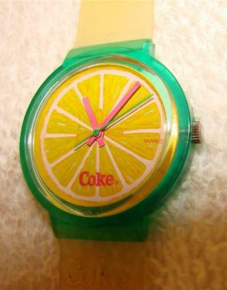 Lemon Coke Swiss Swatch Watch 1980’s Cocacola - - Battery -