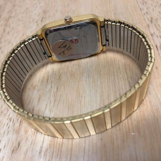 Vintage Halston Men Gold Tone Slim Rectangle Quartz Watch Hours Batt 4
