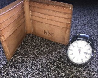Men’s Fossil Watch And Designer Leather Wallet Set