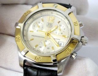 Tag Heuer 2000 Professional Chronograph Watch 18k Solid Gold & S Steel Cn1151