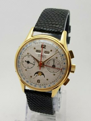 Steelco Chronograph Triple Date Moon Phase Cal.  Venuz 200 Gold Filled