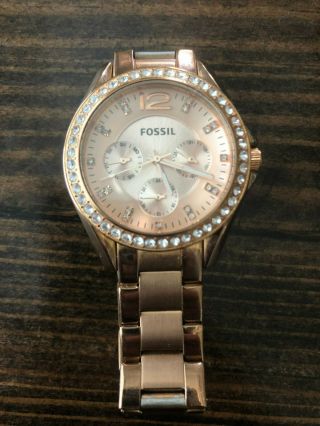 Fossil Riley Multifunction Es2811 Rose Gold Bracelet Watch,  Needs Battery,  38mm
