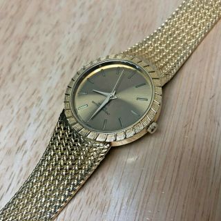 Vintage Swiss Parts Mens 18k Gold Plated Mesh Analog Quartz Watch Hours Batt