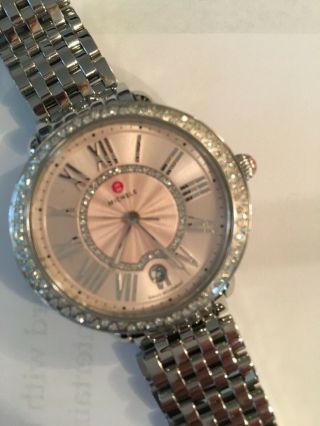 Michele Serein Diamond Watch 36mm,  Blush Dial And Stainless Steel Case