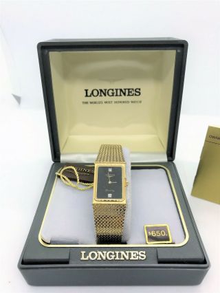 Rare 1980 ' s NOS Longines Gold Tone Diamond Dynasty Unisex Watch Broken Clasp 2